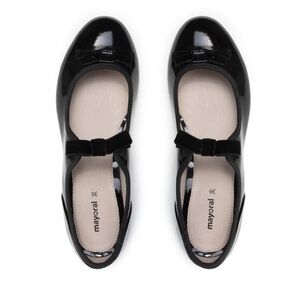 Mayoral Glossy Black Dress Shoes with Bow